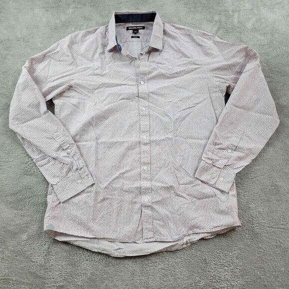 Michael Kors Shirt Mens Large‎ White Multicolor Spot Preppy Designer Dress Shirt - Picture 1 of 8